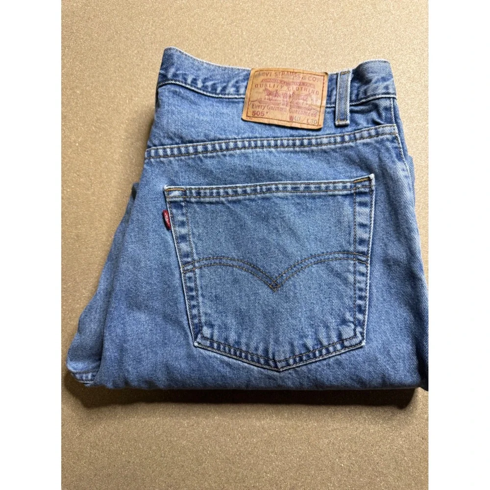 Levi's Y2k 505 Regular Fit Straight Leg Men's Jeans W40 L30 Blue fade wash Denim